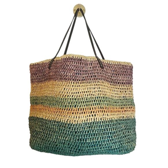 Michael Stars Handbags - Michael Stars Multicolor Striped Raffia Straw Summer Beach Cottagecore Tote Bag